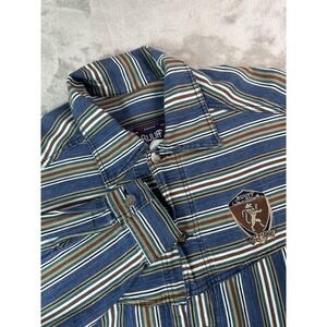 Vintage Ruuf Wentworth Shirt Mens Large Blue Stripe Cotton Button Front 90s Y2K